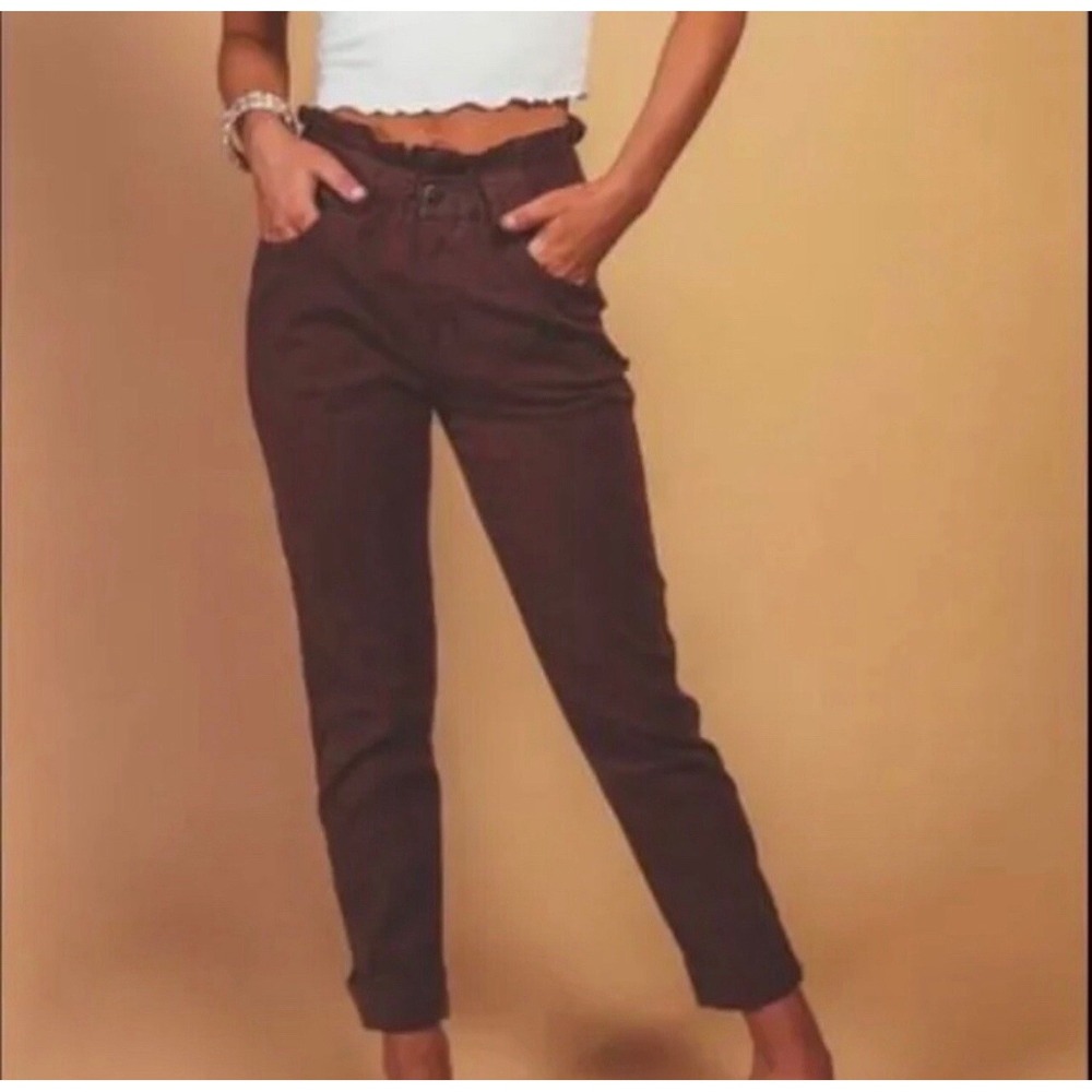 Pistola Dakota Paper Bag Waist Pants Size Small In "Black Cherry"